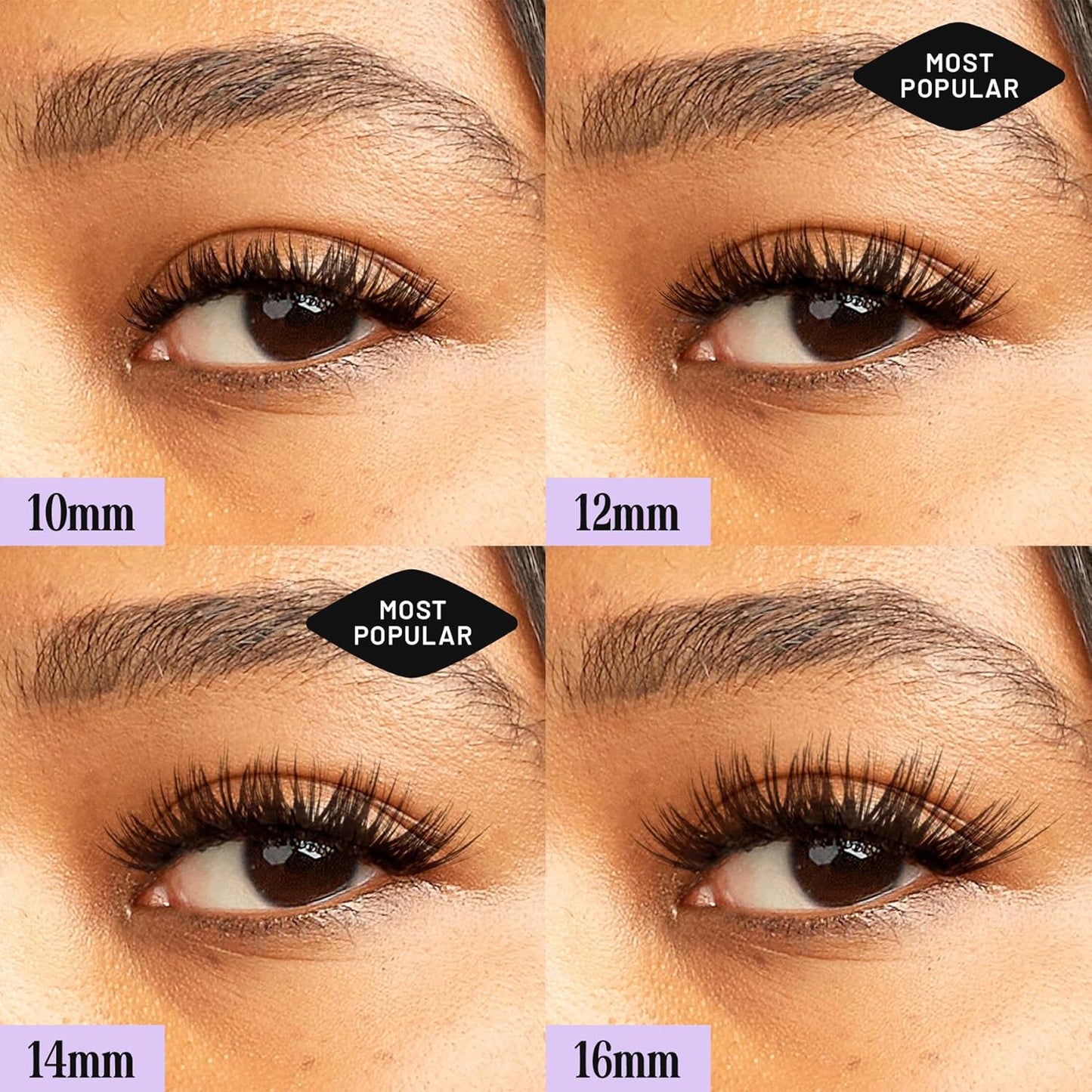 Lilac St - Midnight Dramatic Faux Eyelash Clusters (10mm) - Dark & Lush - DIY Lash Extension Wisps - Lightweight & Lifelike - Lasts 10 Days - Cruelty Free, Vegan, Women Founded - 10 Lashes