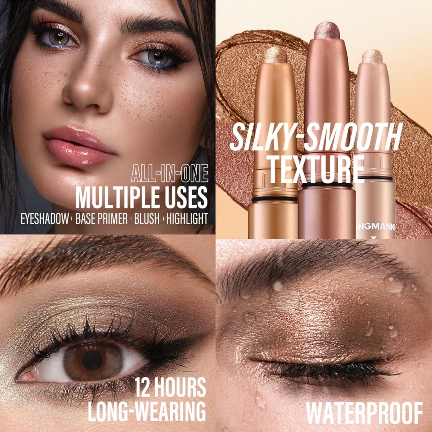 Jolilab Eyeshadow Stick Set, 8 Colors Matte Professional Bright-Colored Contouring and Highlight Stick, Cream Waterproof Long Lasting High Pigmented Eye Shadow. (2, 18-21)