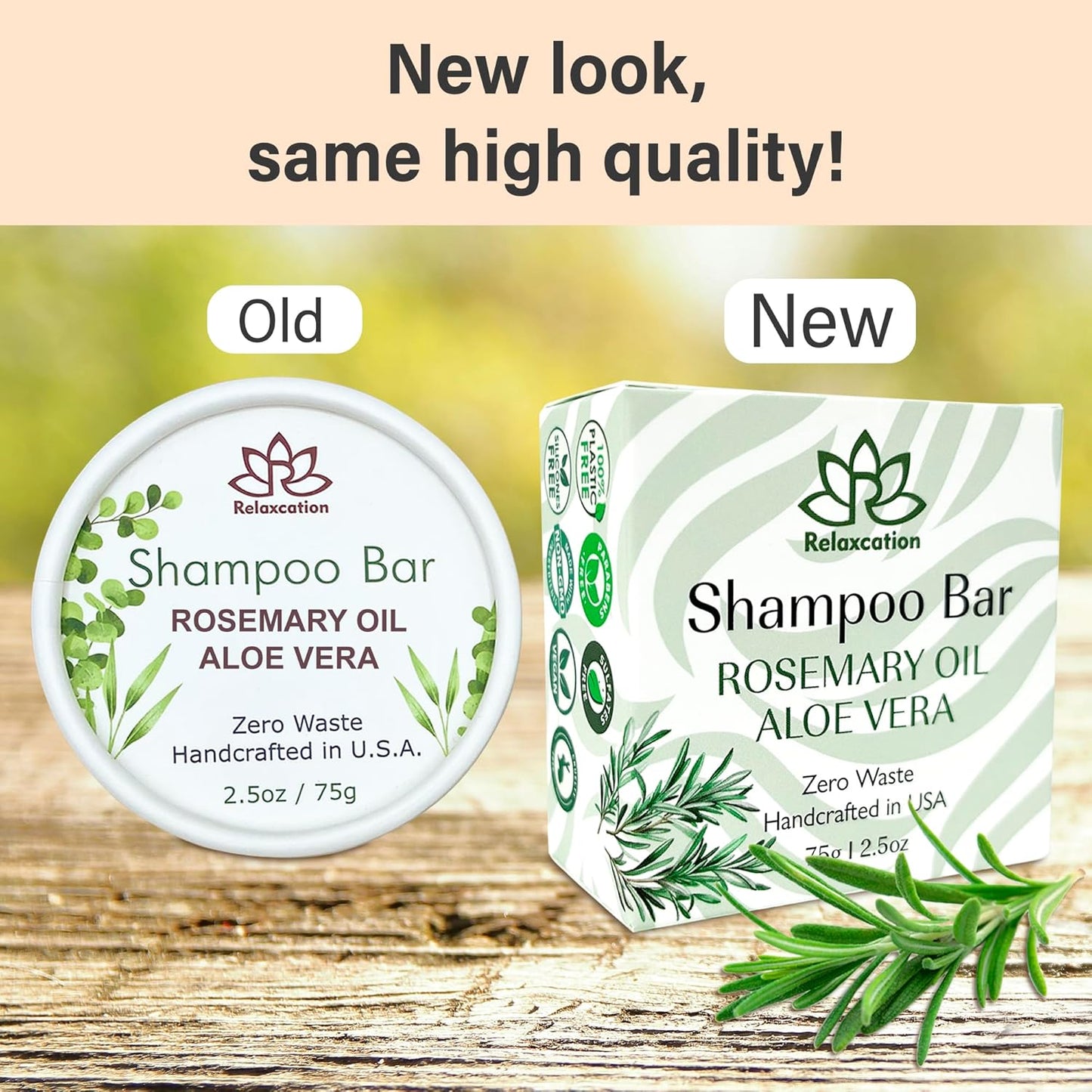 Relaxcation Organic Rosemary and Aloe Vera Solid Shampoo Bar for Hair Growth, Refreshing and Hydrating | Herbal Shampoo with Rosemary, Peppermint, Castor Oil, Argan Oil, and Betaine | Made in USA