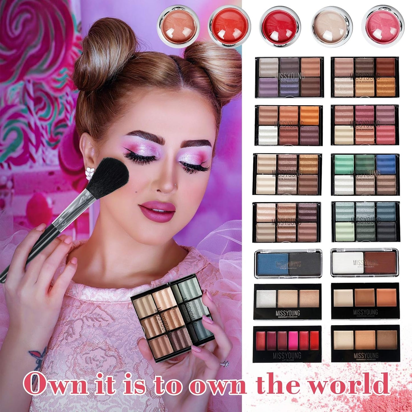 All-in-one Holiday Make up Gift Set | Makeup Kit for Women Full Kit Essential Starter Bundle Include Eyeshadow Palette Lipstick Blush Foundation Concealer Face Powder Mascara Lipgloss Brush