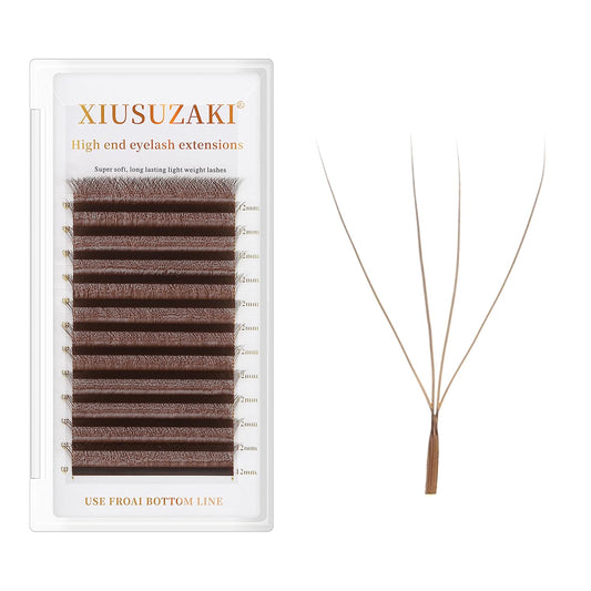 Lash Extensions Brown 4D W Eyelash Extensions W Shape 0.07mm Thickness D Curl 12mm Premade Fans Lashes Colored Lash Extension Volume Lashes Individual Lashes(W-Brown-4D-0.07-D,12mm)