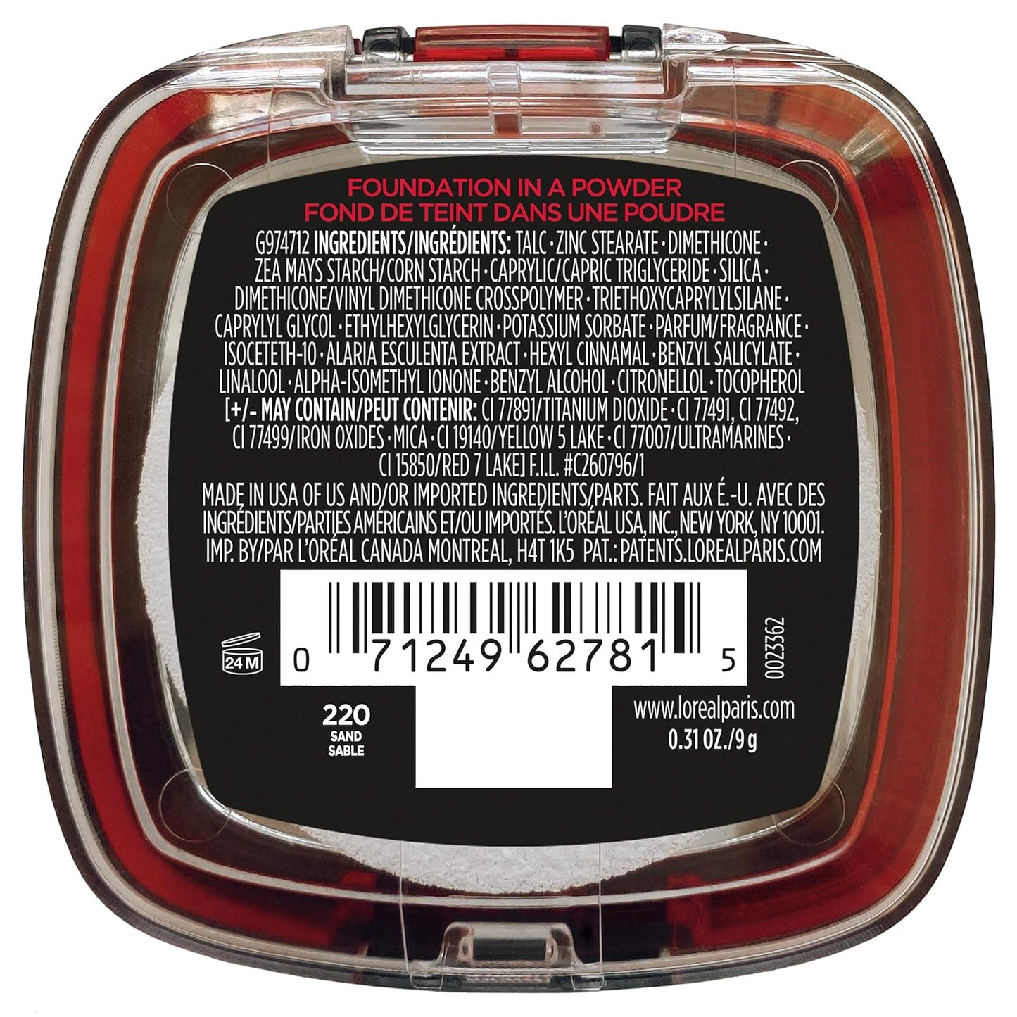 L'Oreal Paris Makeup Infallible Fresh Wear Foundation in a Powder, Up to 24H Wear, Waterproof, Sand, 0.31 oz.