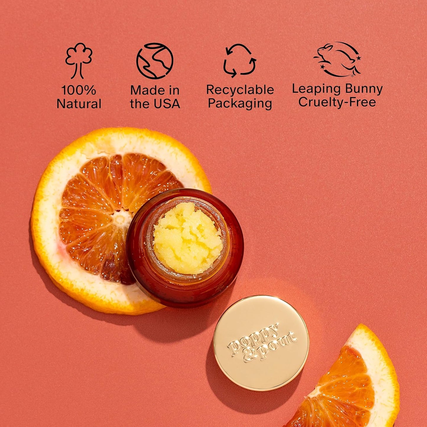 Poppy & Pout Natural Lip Scrub, Moisturizing Sugar Scrub for Dry Lips, Lip Scrubber Exfoliator with Essential Oils Smooths and Hydrates Lips, In Recyclable Glass Jars, Cruelty Free - Marshmallow Creme