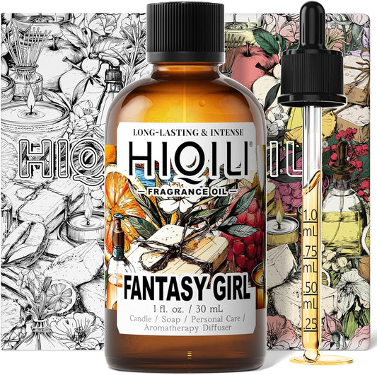 HIQILI Fantasy Girl Fragrance Oil for Candle, Perfume Making, Praline & Pomelo Scents, Long Lasting, Skin & Hair Care Products, Gifts - 1 Fl Oz