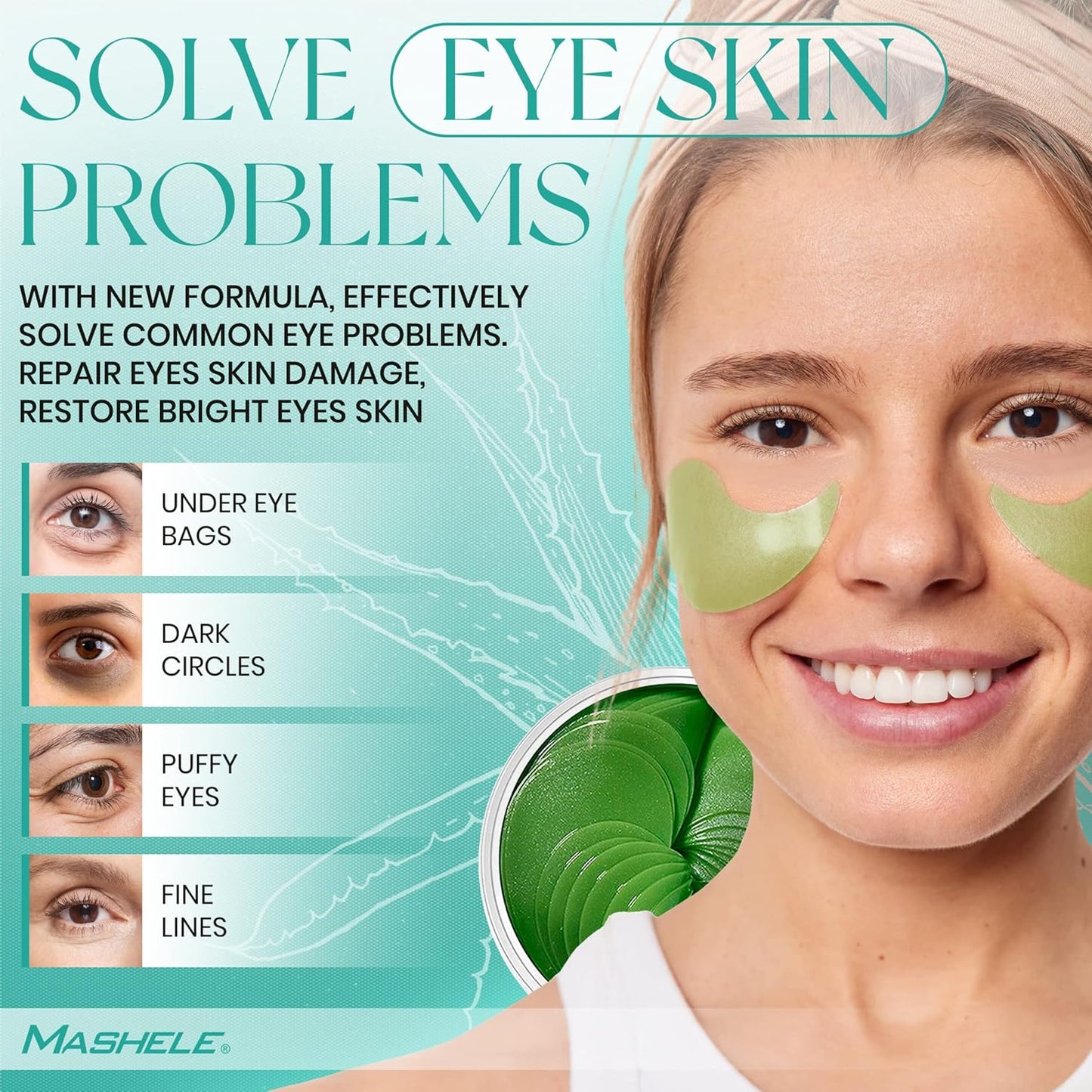 Korean 60pcs Aloe Vera Collagen Under Eye Gel Patches Mask, Treatment for Puffy Eyes, Dark Circles, Anti Wrinkle Pads, Moisturizing for Women and Men (60pcs patches aloe vera)