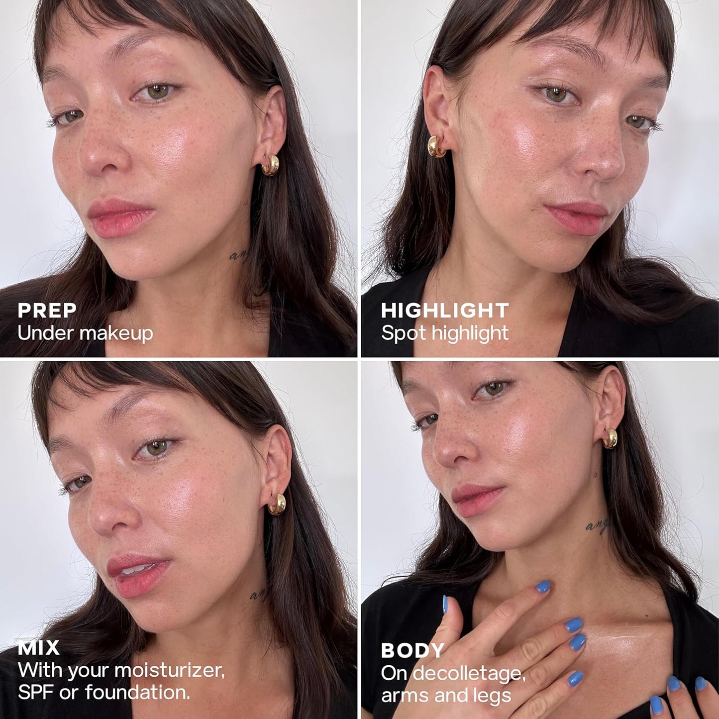 Saie Mini Glowy Super Gel - Hydrating Makeup Primer and Illuminating Glow Serum Enriched with Vitamin C and Squalane Oil - All-Over Liquid Highlighter Makeup for Instant Glass Skin - Roseglow (0.5 oz)