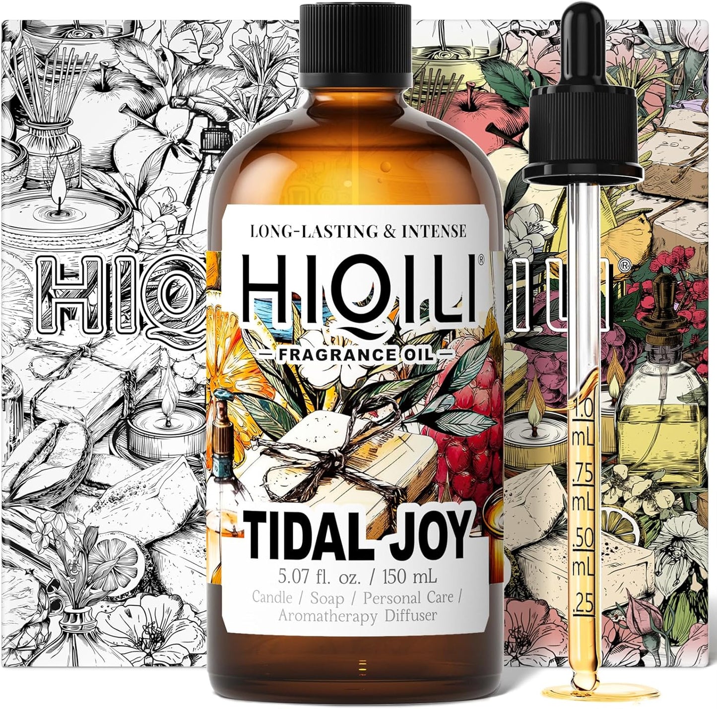 HIQILI Tidal Joy Fragrance Oil for Diffuser, Brown Sugar & Lemon Scents, Candle, Soap, Perfume Making, Long-Lasting - 5.07fl oz