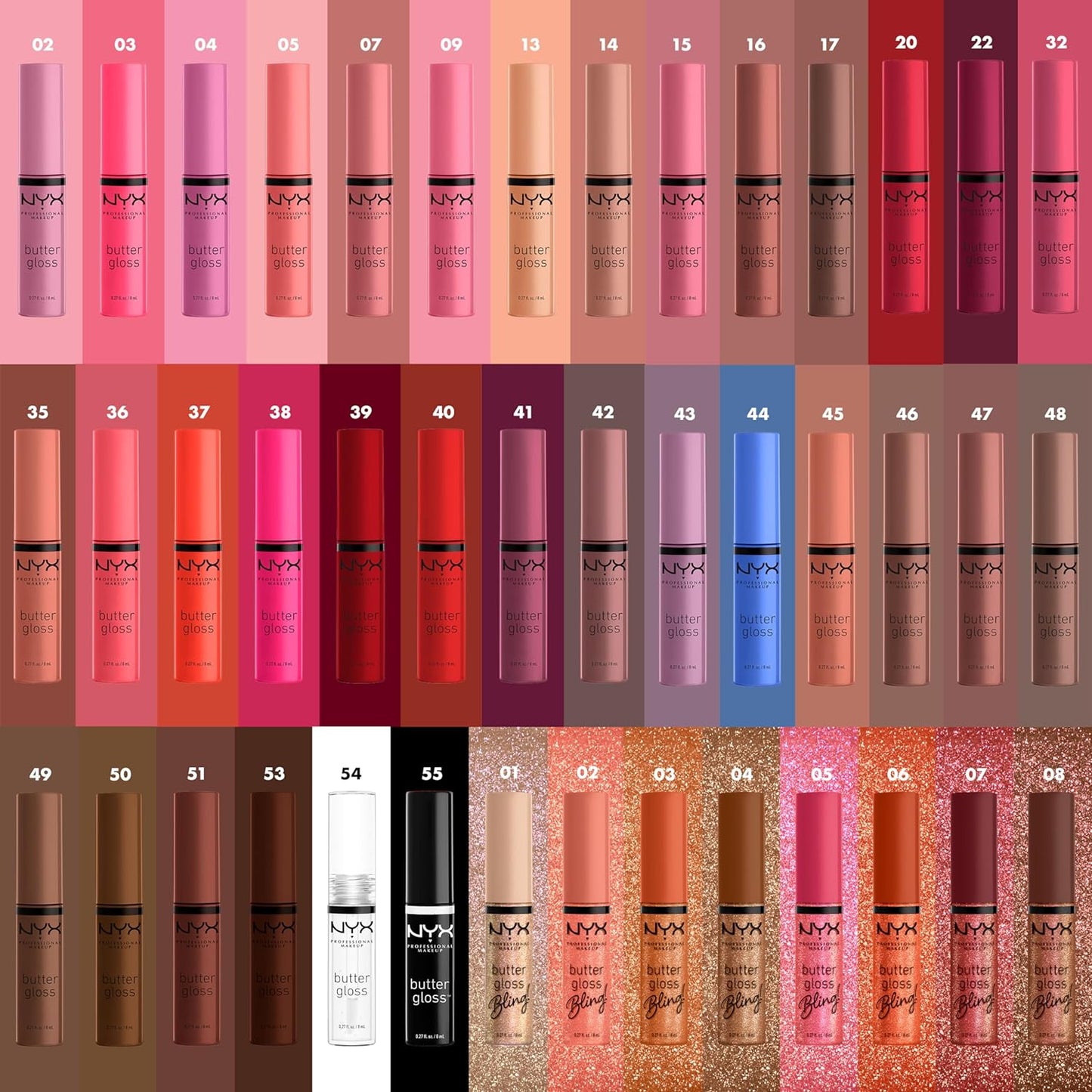 NYX PROFESSIONAL MAKEUP Butter Gloss Bling Lip Gloss, Non Sticky and Shiny Vegan Lip Makeup - Shimmer Down