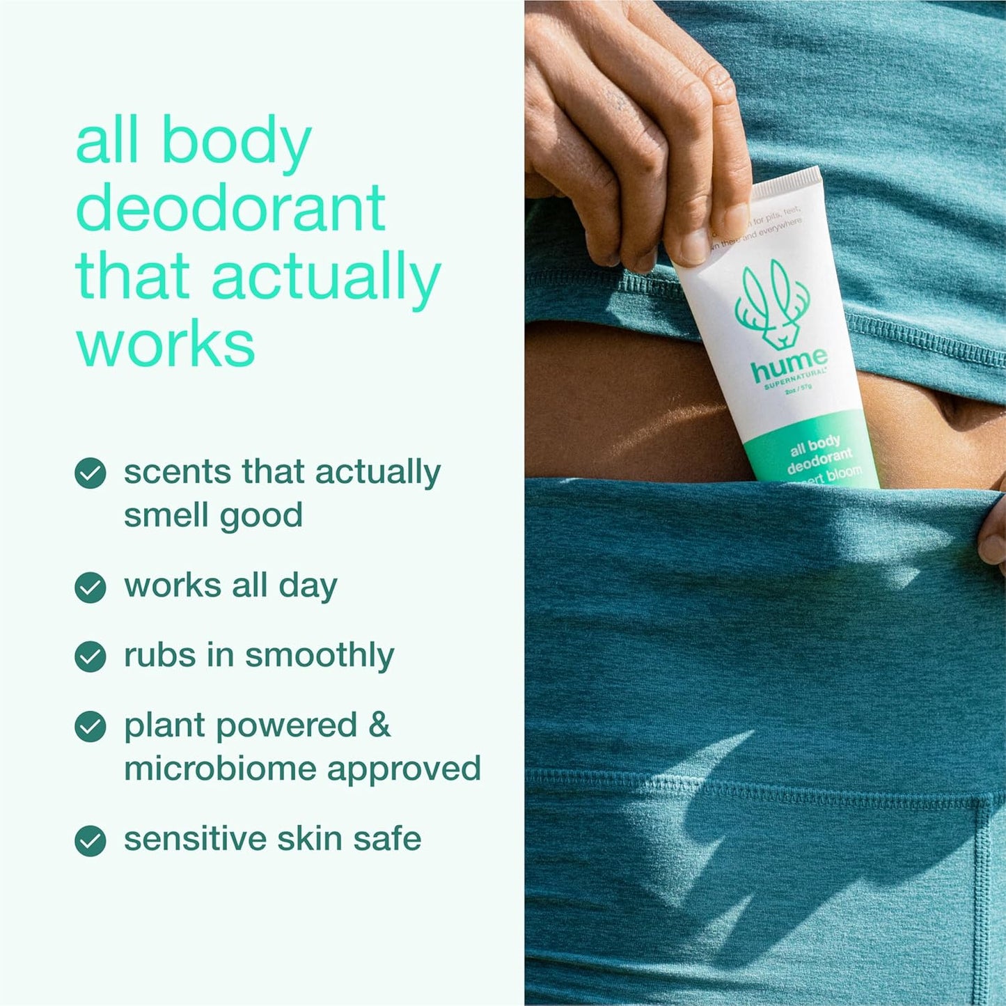 Hume Supernatural Invisible Whole Body Deodorant Balm - Full Body Protection - Aluminum Free, No Baking Soda - Anti-Chafing Odor Control - Clinically Tested on Sensitive Skin (Desert Bloom, 1-Pack)