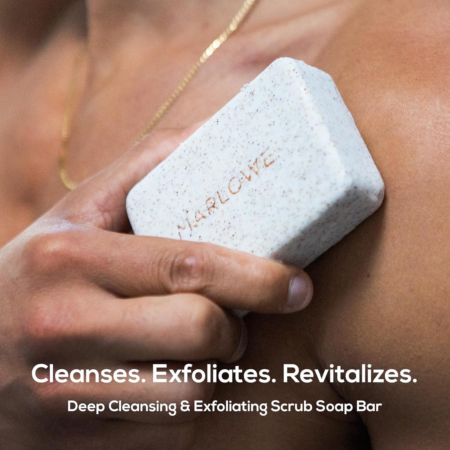 MARLOWE. No. 102 Body Scrub Soap 7 oz, Oud Wood, Exfoliating Soap Bar with Shea Butter, Olive Oil & Green Tea Extracts, Cleanses, Smooths & Revitalizes Skin, Earthy & Smoky Scent